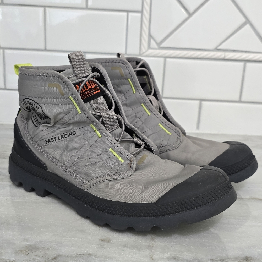 Palladium Originale Gray Waterproof Lace Up Ankle Boots 8.5 Men 1o Women